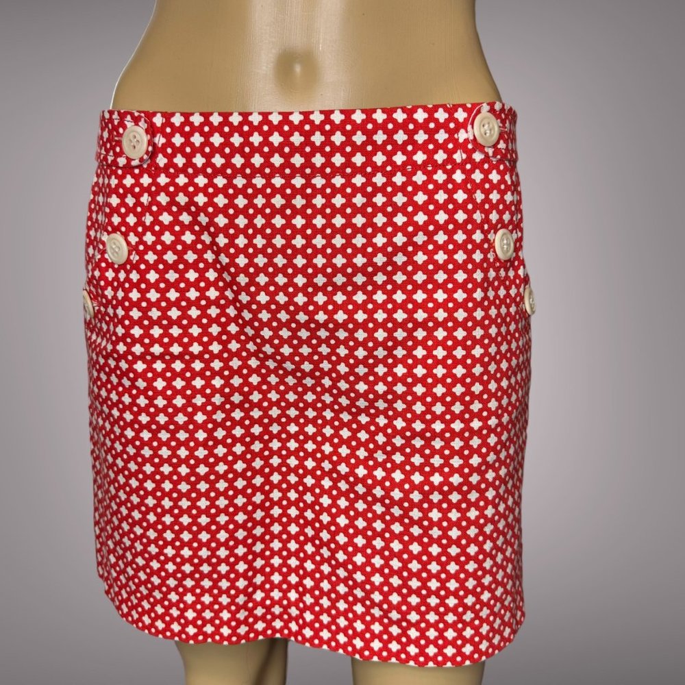 J.Crew|Womens|Pencil Mini Skirt|Size 4|Orange White|High Rise|100% Cotton